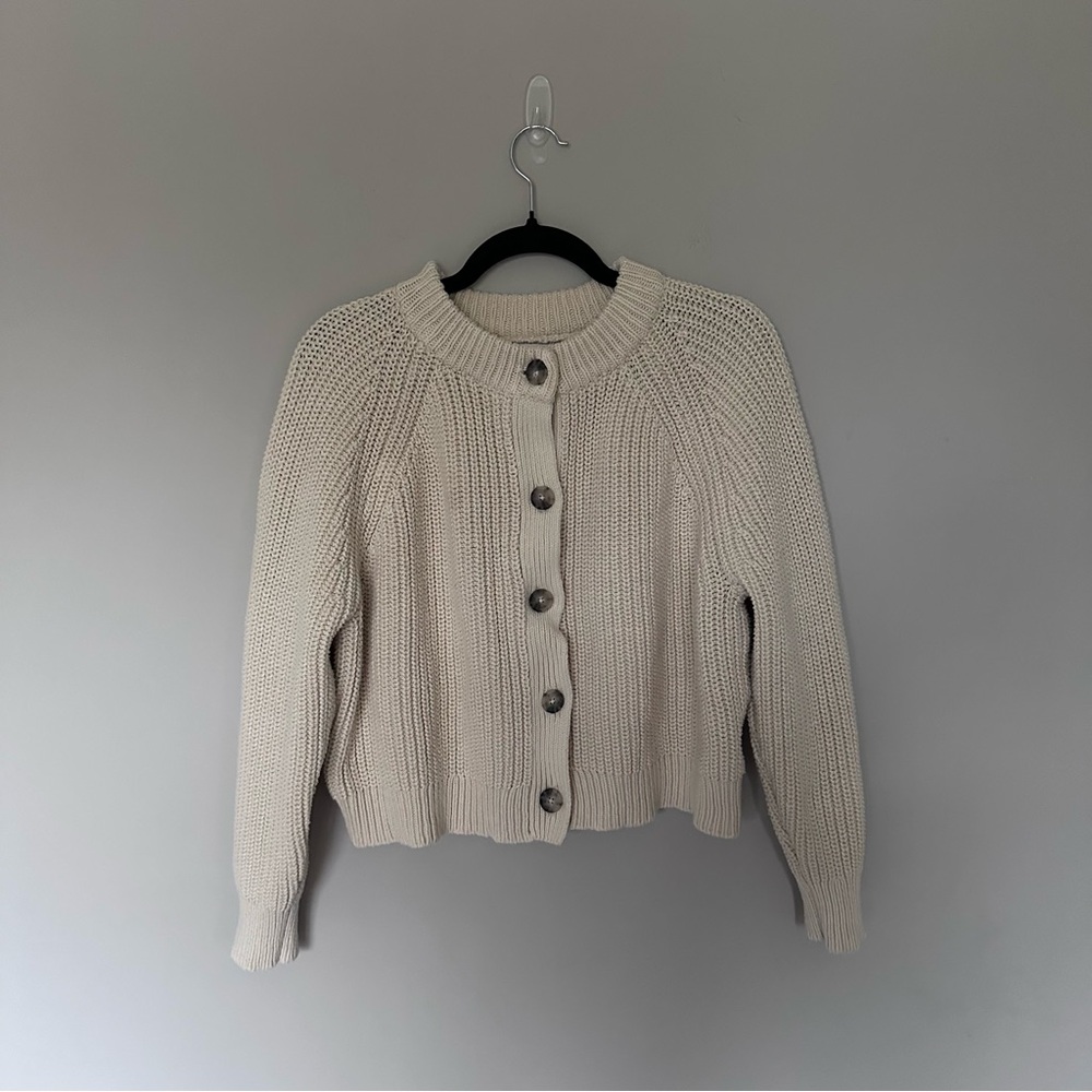 Madewell Cream Button-Front Women's Sweater